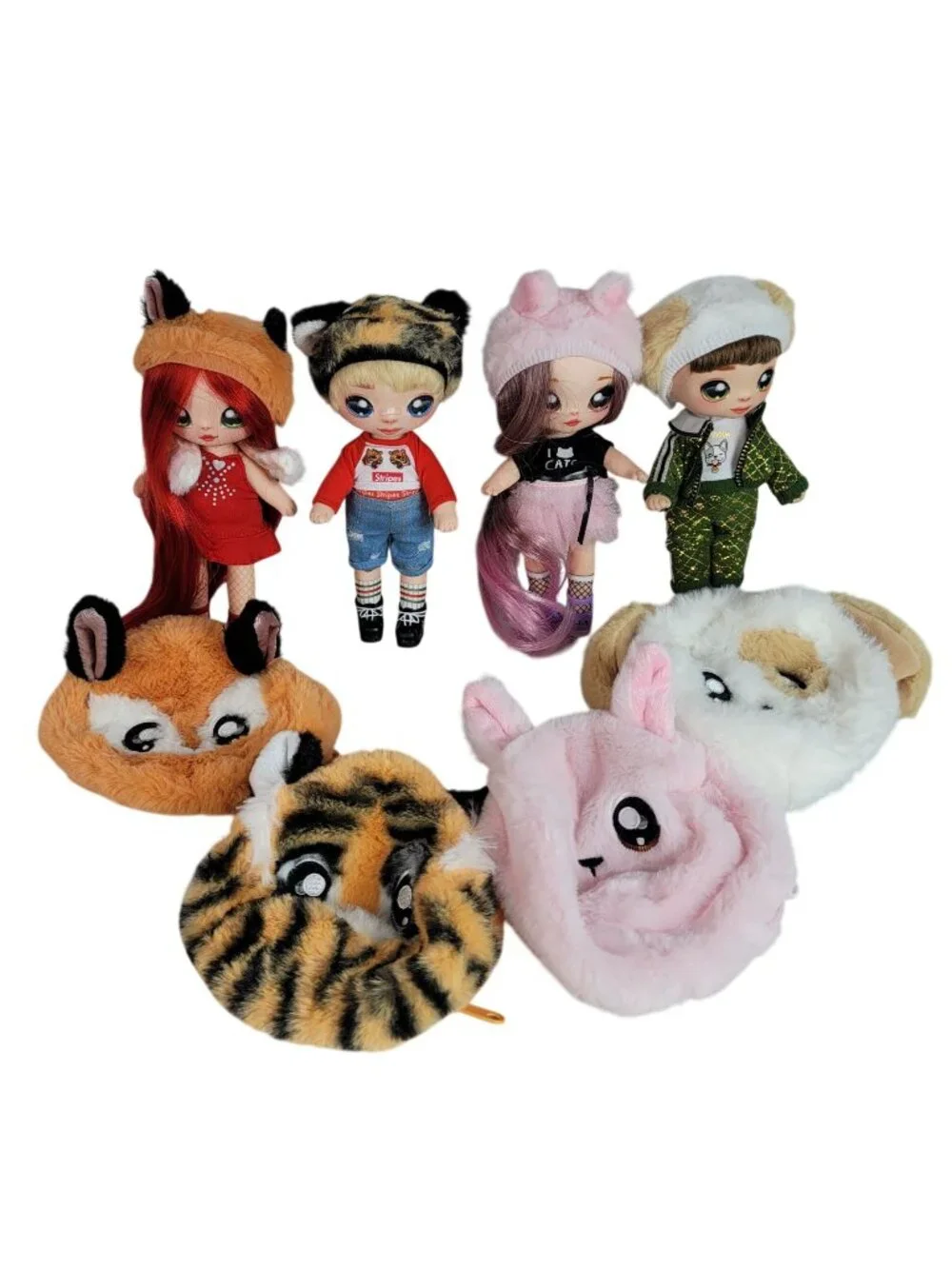 Na Na Na! Suprise Soft Fashion Dolls Set of 4 Katherine CJ Roxie Michael Bags